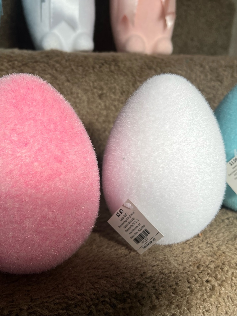 Hobby Lobby Pastel Easter Bunny & Egg Set in Pink, Blue, White, Peach - Picture 6 of 7